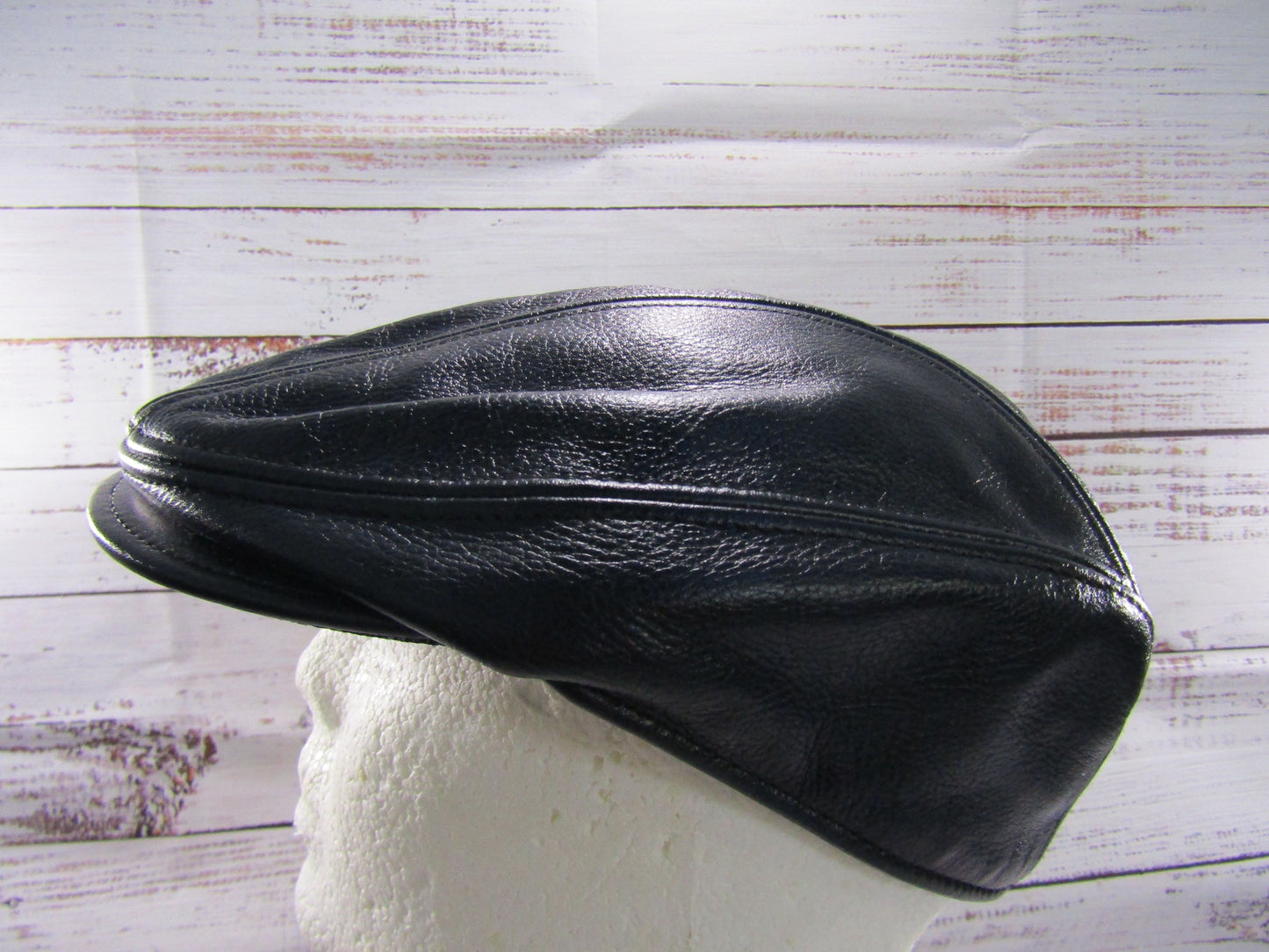 Goorin Bros Chandler Fields Men's Navy Blue Leather Newsboy Cabbie Flat Cap