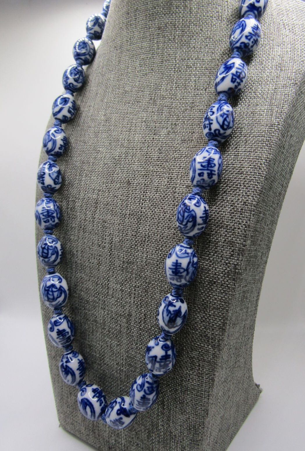 23" 13mm Hand Painted Chinese Ceramic Bead Necklace