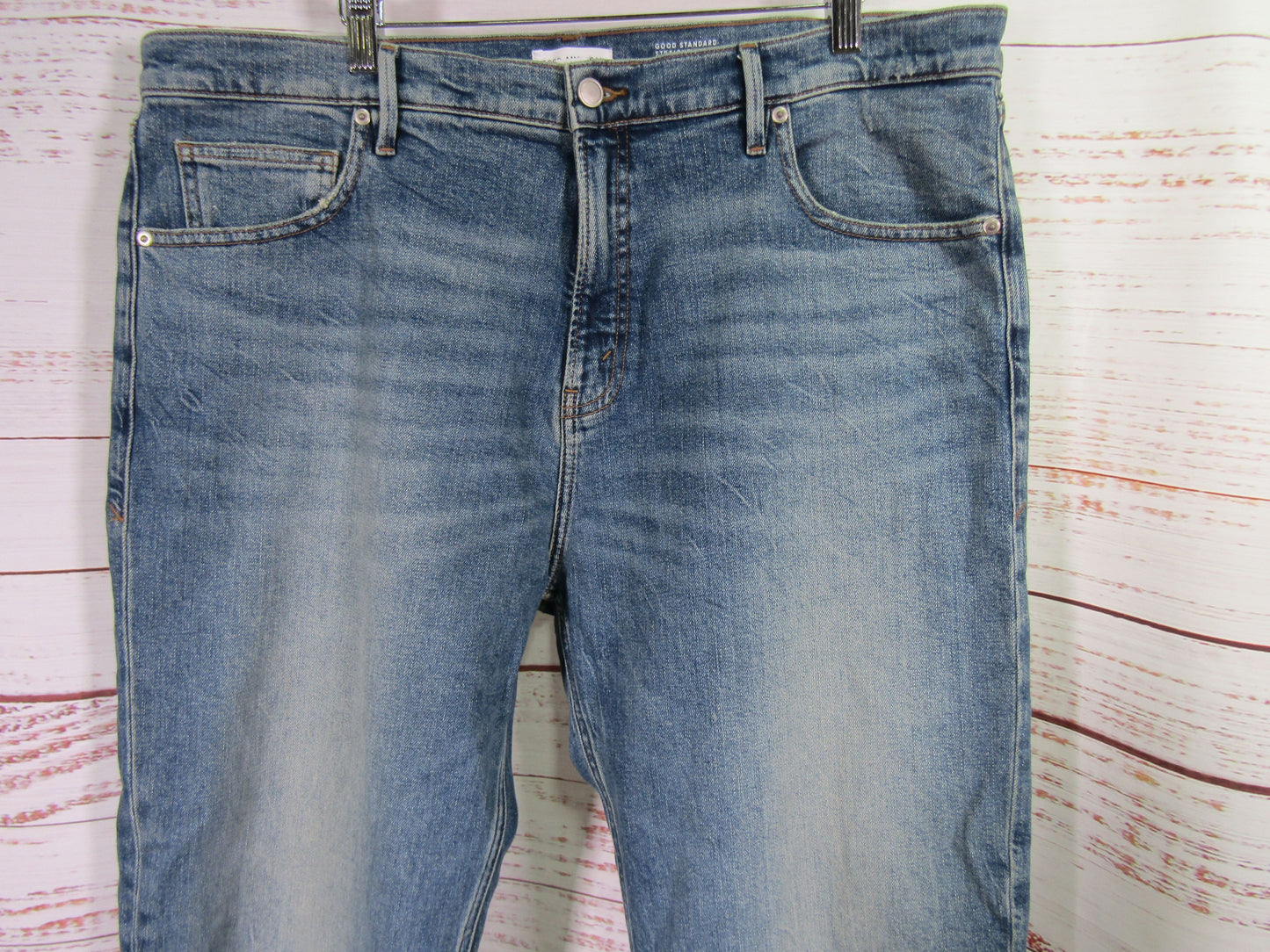 Good American Good Standard Women's Indigo Blue Mid-Rise Straight Jeans Size 32