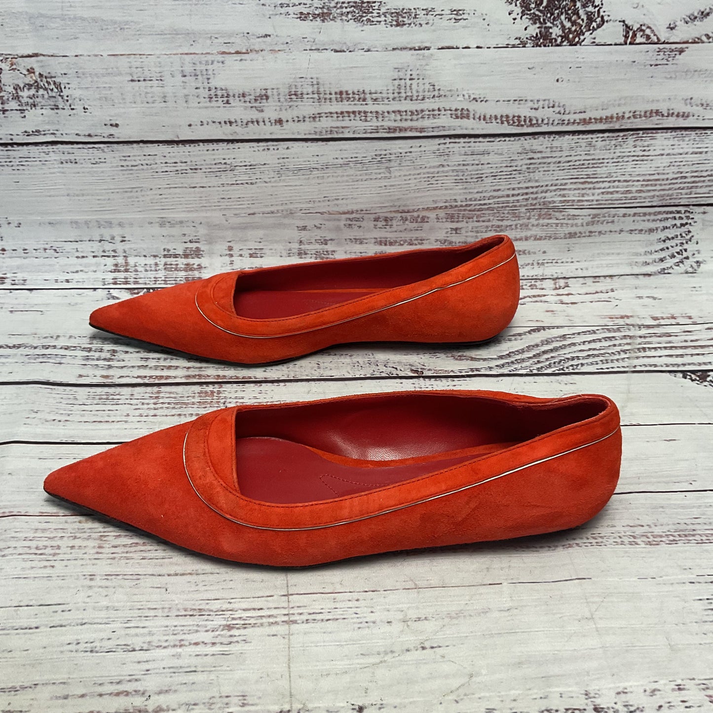 Marni Red Suede Pointed Toe Ballet Flat Women Size 6US 36EU