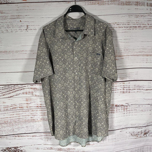 Chubbies Gray Hawaiian Print Short Sleeve Button Up Shirt - Size XL