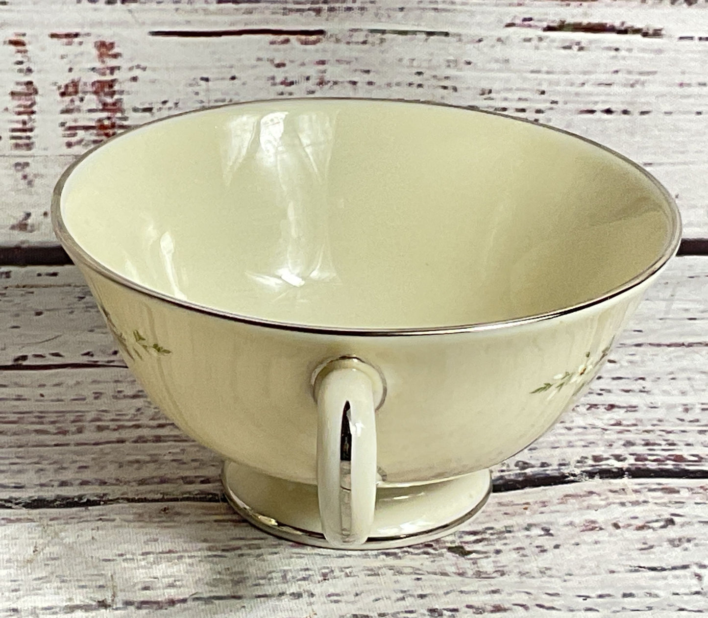 Lenox China Brookdale Floral Trim Set of 6 Tea Cups Ivory