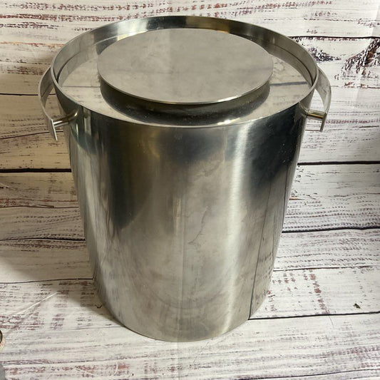 VTG. ARNE JACOBSEN STELTON Denmark Cylinda-Line Stainless Ice Bucket w/Lid 8.25"