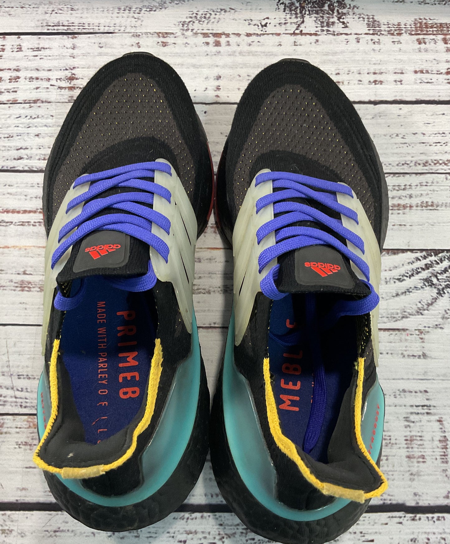 Adidas Ultraboost 21 J Black Pulse Aqua Boy's Sneakers Size 5.5 GX2561