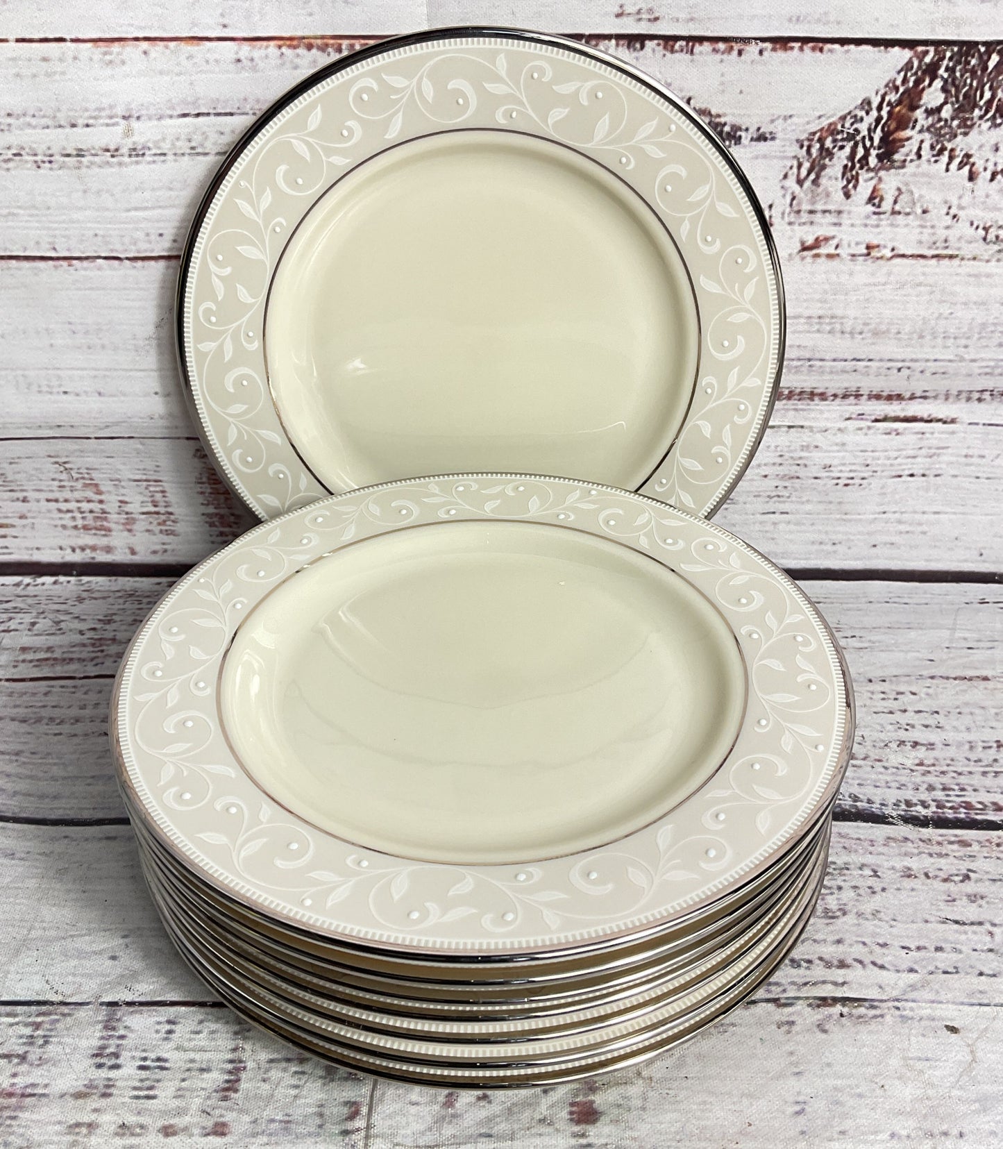 Lenox Vintage Pearl Innocence 6.25" Porcelain Set of 8 Bread Plates Cream