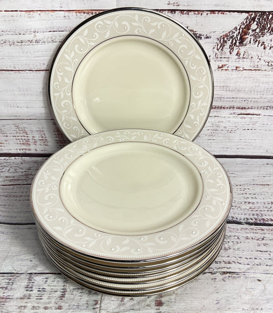 Lenox Vintage Pearl Innocence 6.25" Porcelain Set of 8 Bread Plates Cream
