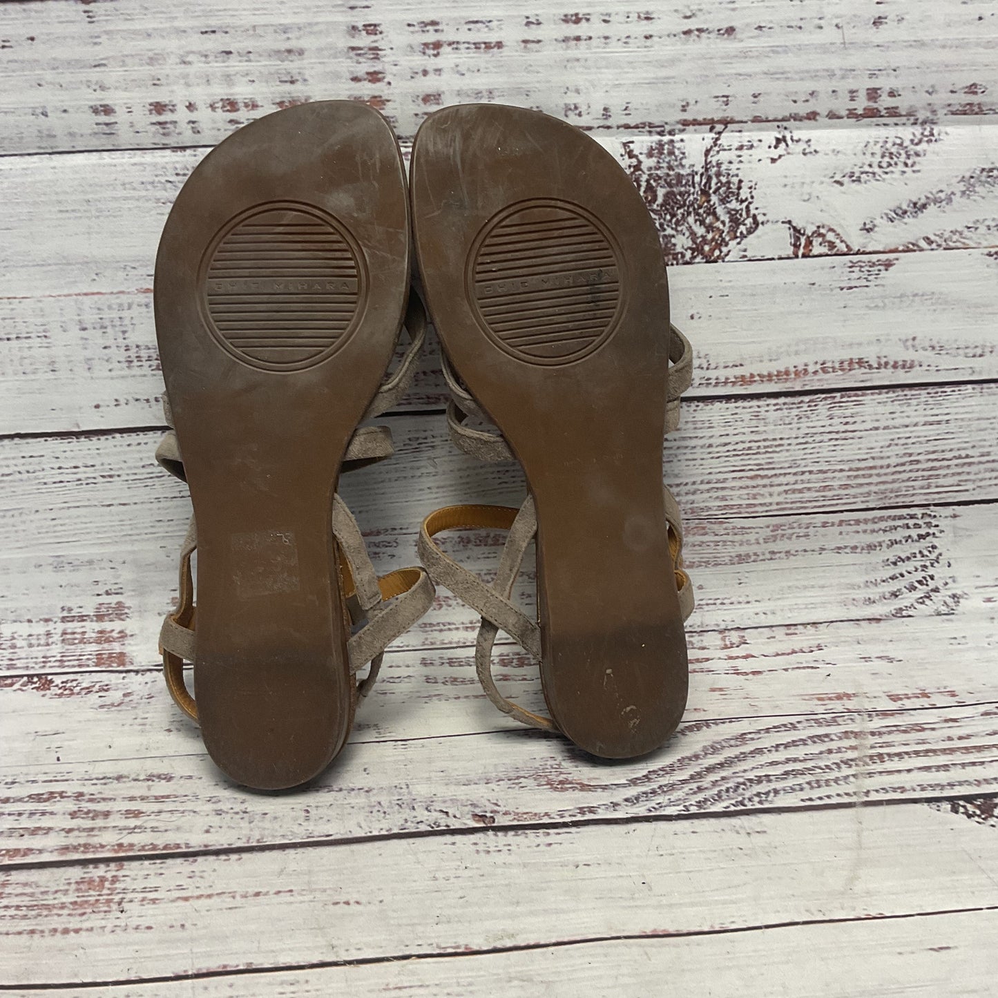 Chie Mihara Brown Taupe Suede Flats Strappy Sandal Women Size 7