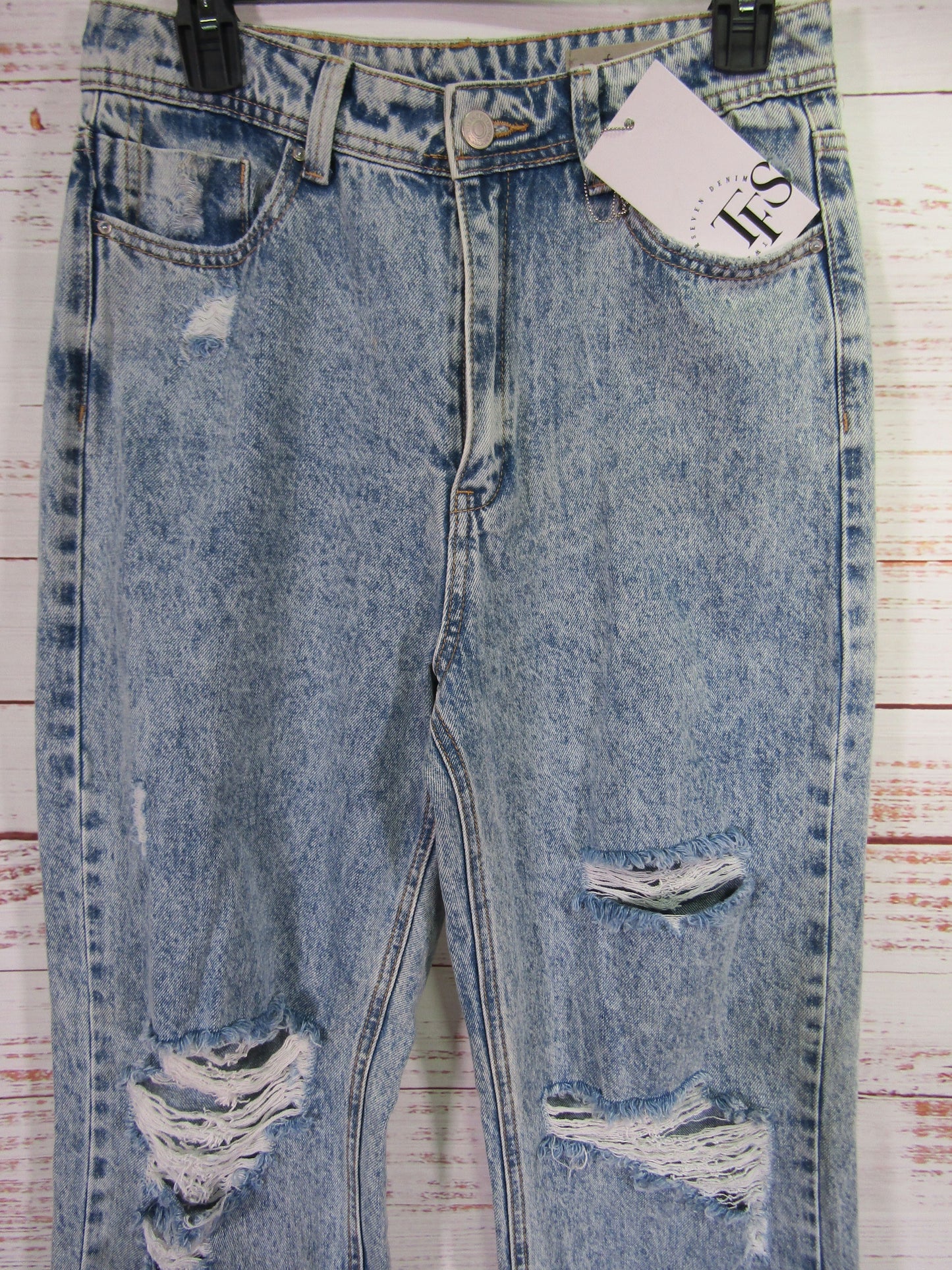 TwentyFourSeven Sydney Women's Blue Distressed Denim Jeans Size 38