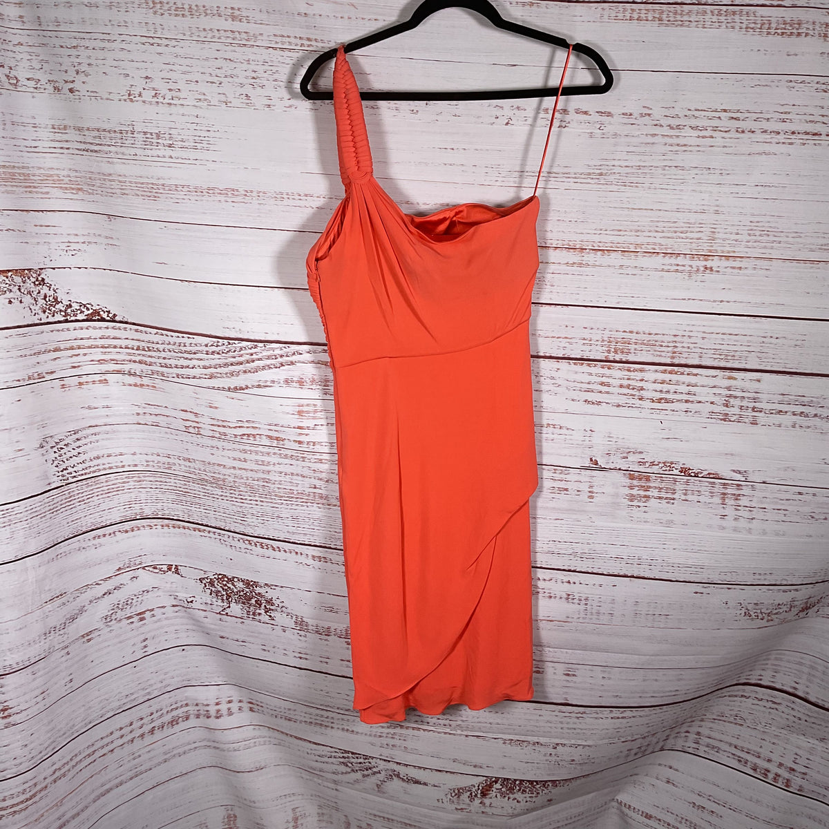 Temperley London Salmon Orange One Shoulder Silk Lined Dress - Size 8