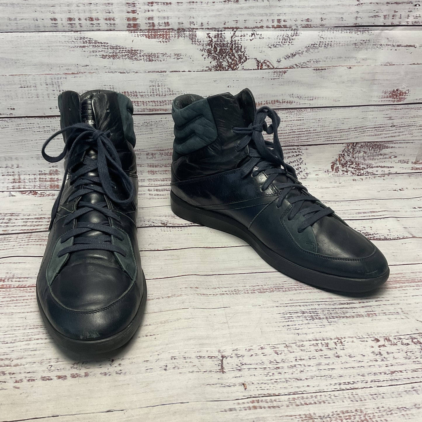 Alexander McQueen x Puma Hi-Top Dark Navy Blue Leather Sneaker Shoe Men Size 9