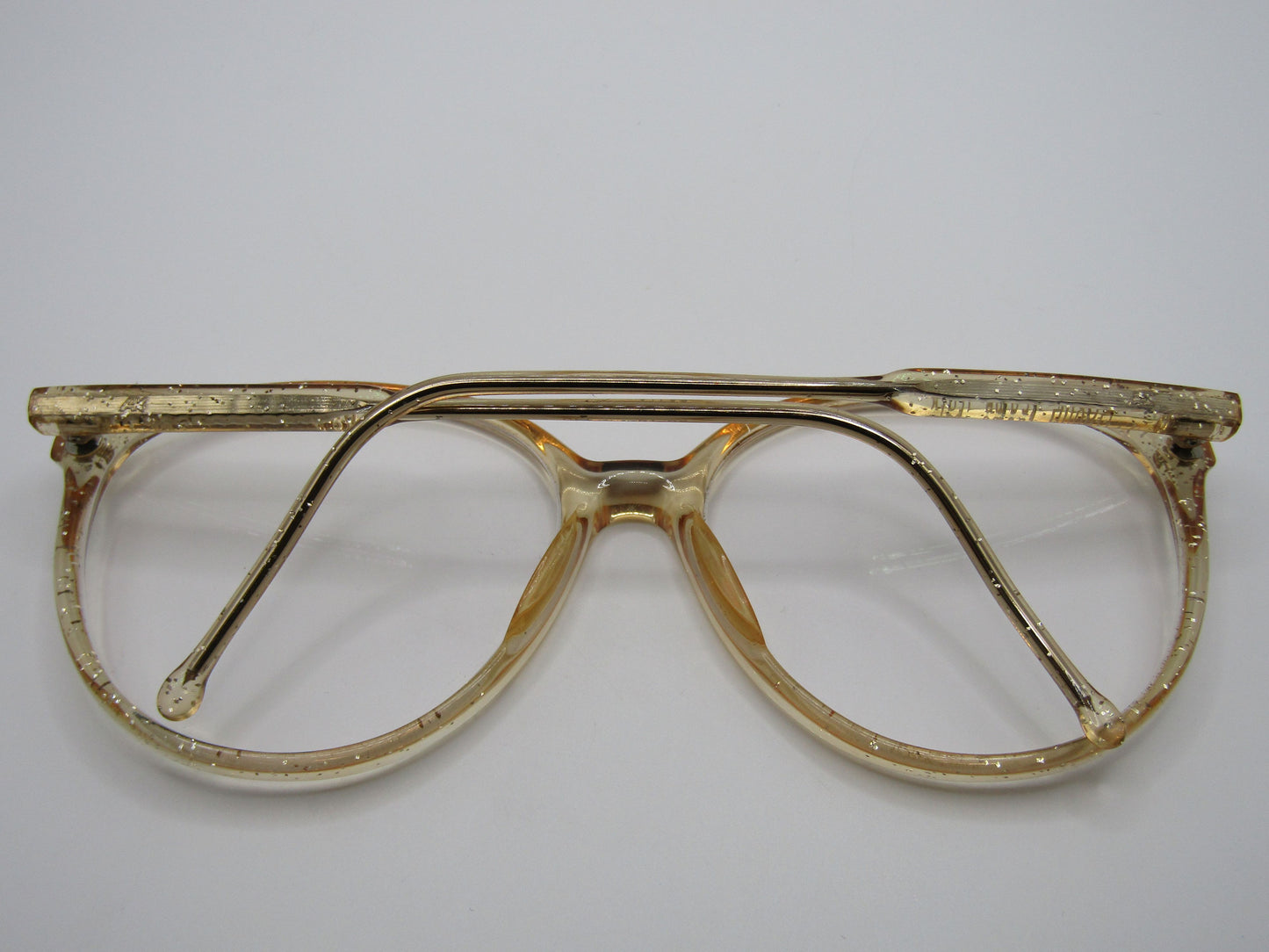 Vintage Revue Women's Gold Speckle Round Eyeglasses Frame Made in Italy