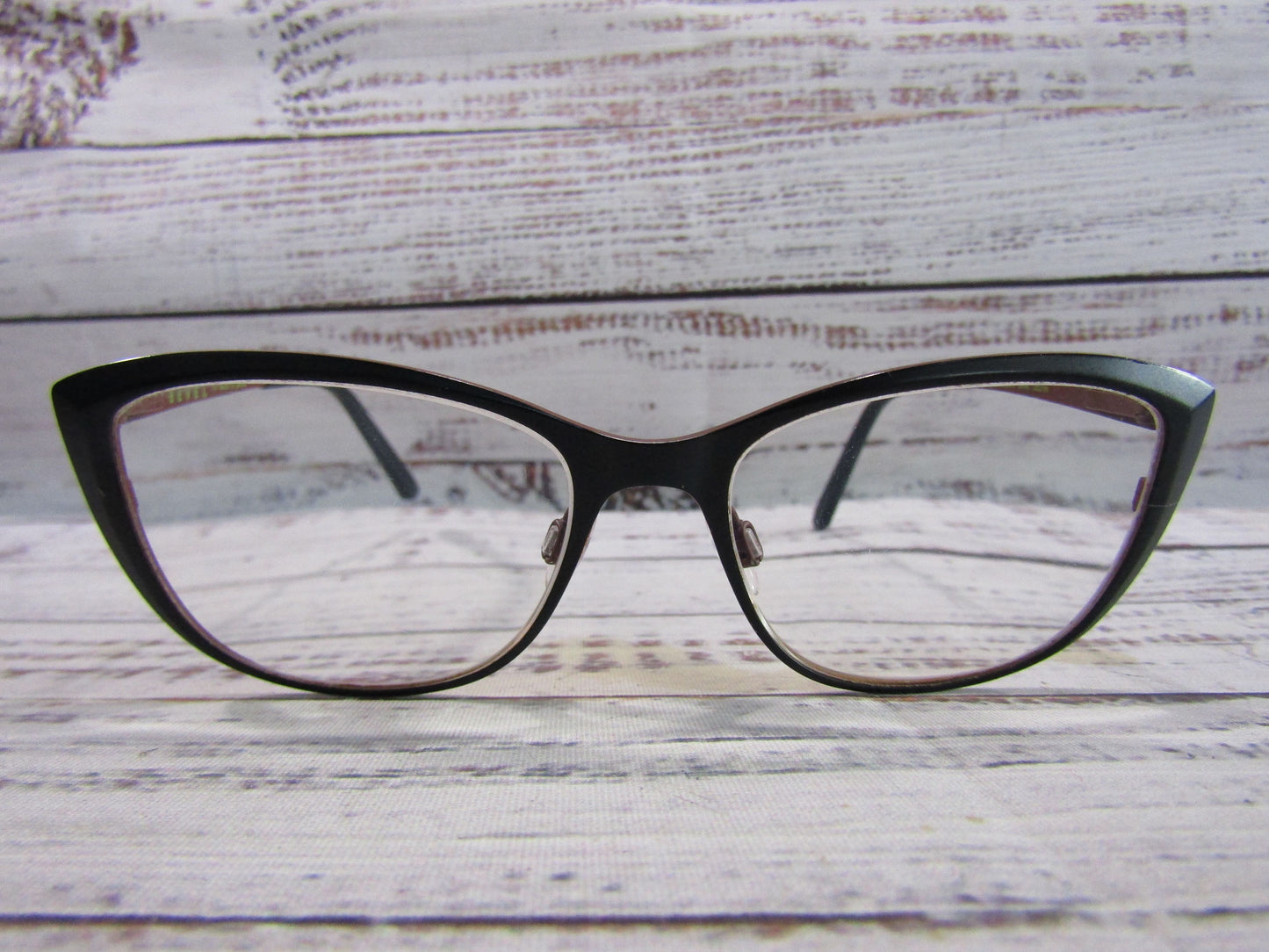 Bevel 3mm Above Women's Black Cat Eye Eyeglasses Frame Made in Japan