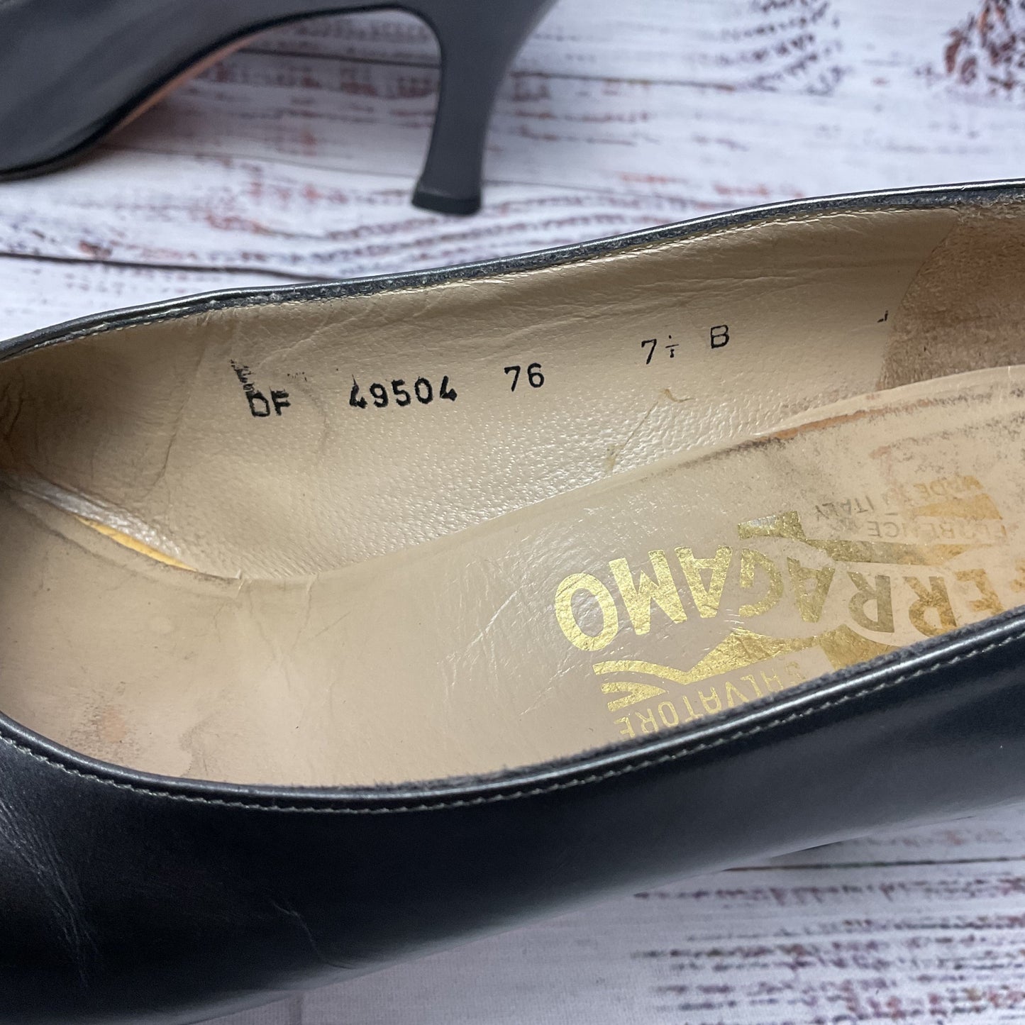 Salvatore Ferragamo Graphite Grey Black Stiletto Heel Women Size 7.5