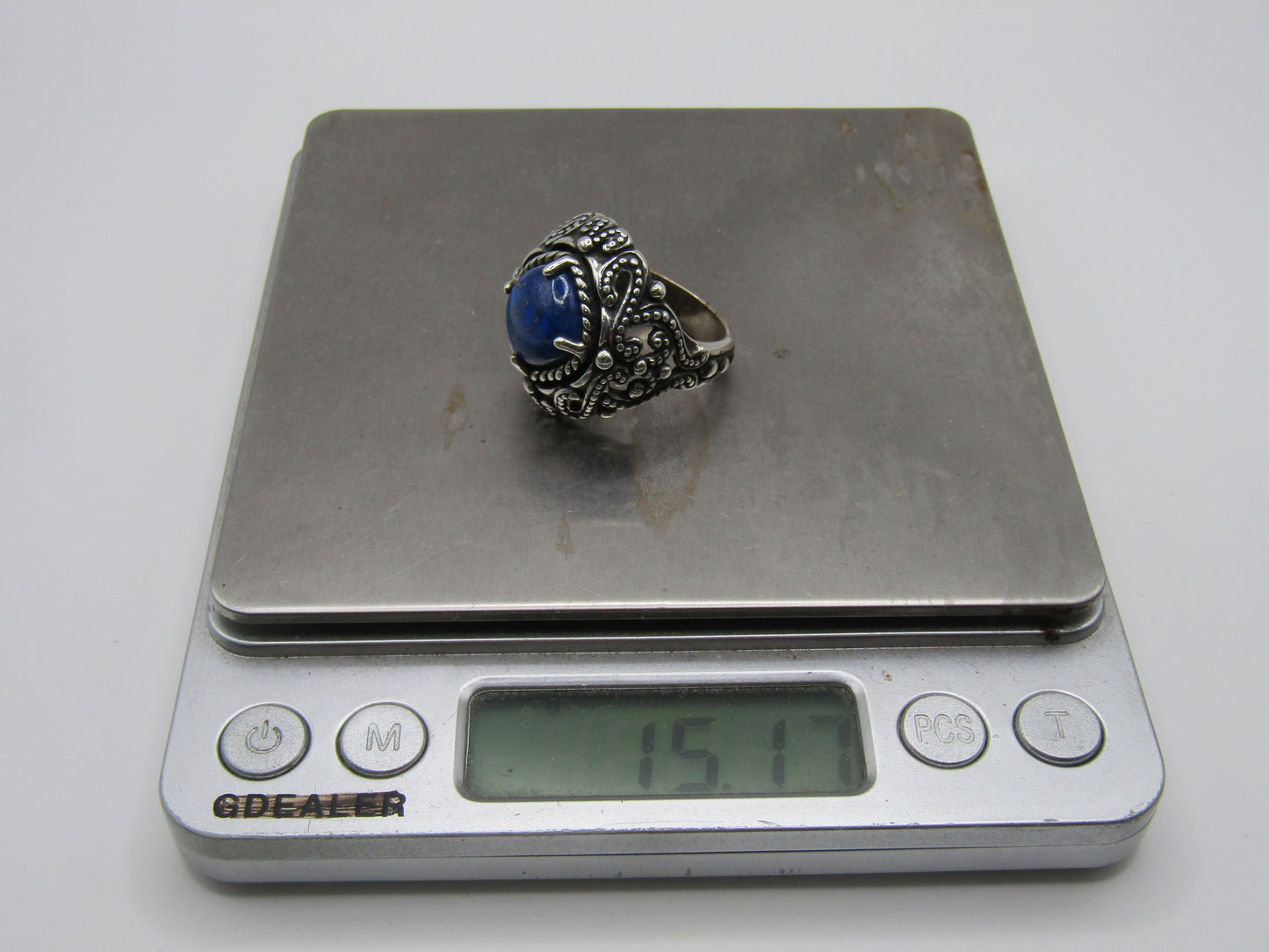 Carolyn Pollack Relios Ornate Sterling Silver Lapis Lazuli Cabochon Ring Sz 9.5
