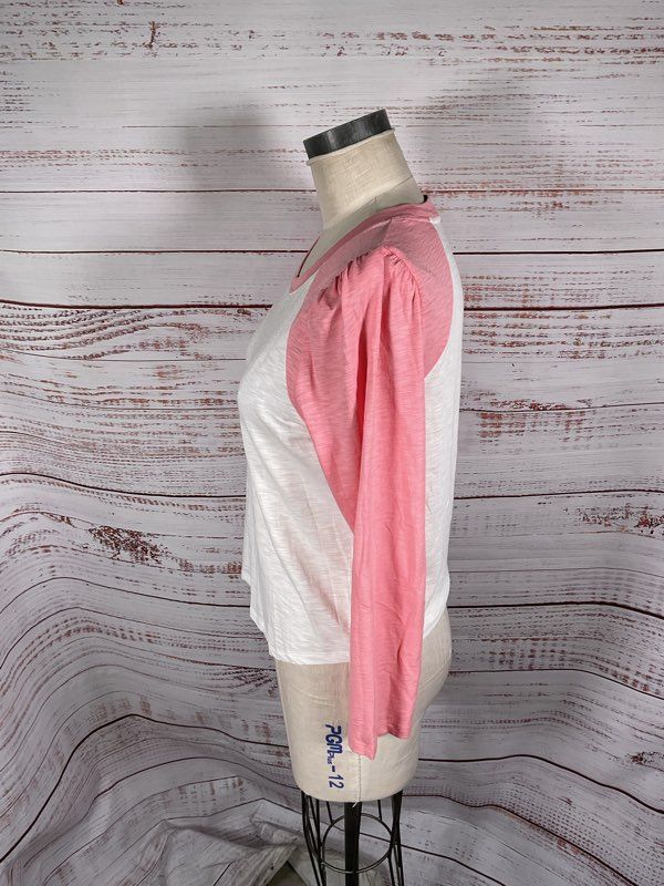 VERONICA BEARD Jeans Women's Mason Baseball Tee Rosebloom/White Size M