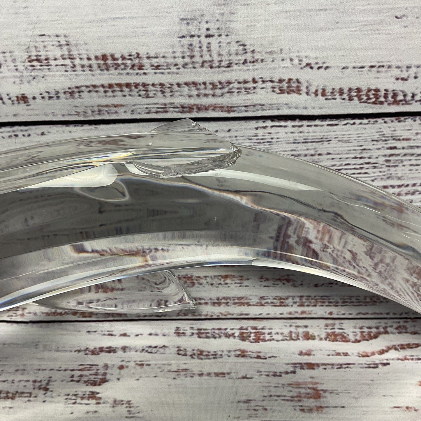 Steuben Crystal Glass Fish Salmon Art Sculpture 16" Long Signed Damaged*