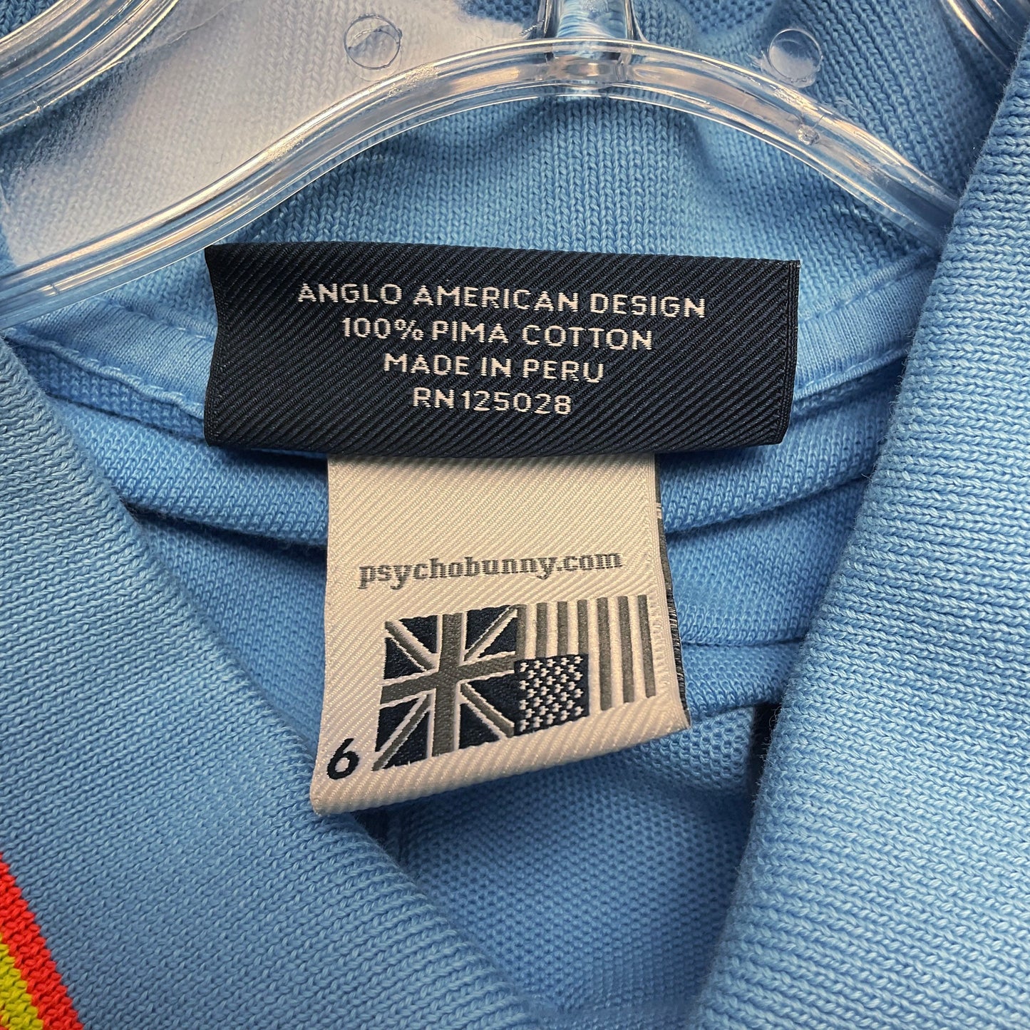 Psycho Bunny Light Blue Pique Polo Shirt - Size 6-L