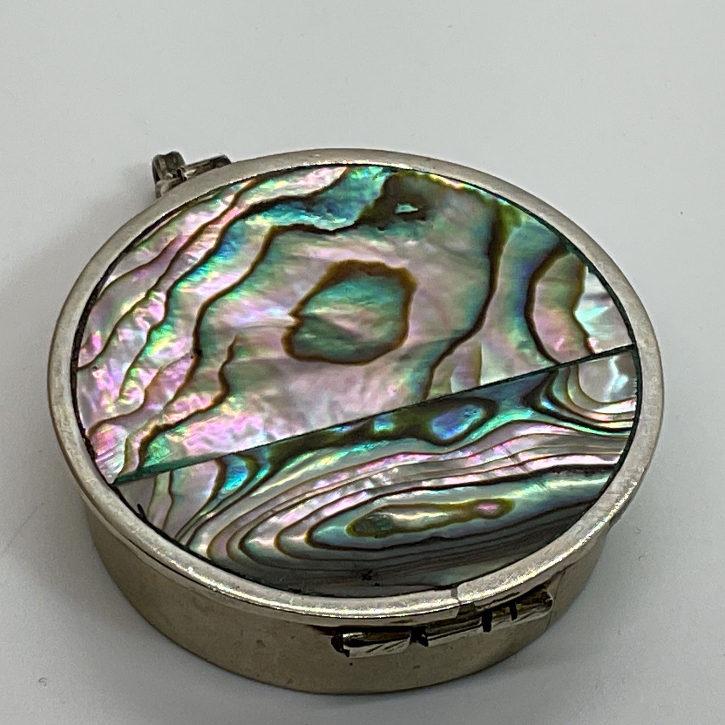 VTG. ALPACA Mexico Abalone Inlay Pill Box- 1.75"