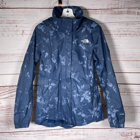 The North Face Resolve 2 Blue Scattershot Leaf Print Dryvent Hooded Jacket sz M