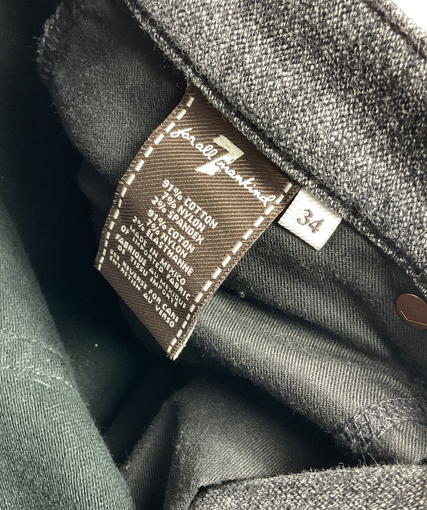 7 For All Mankind Slimmy Knit Pants Gray 34