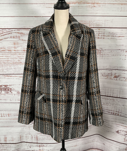 Elie Tahari Wool Blend Women's Tweed Blazer Multicolor L