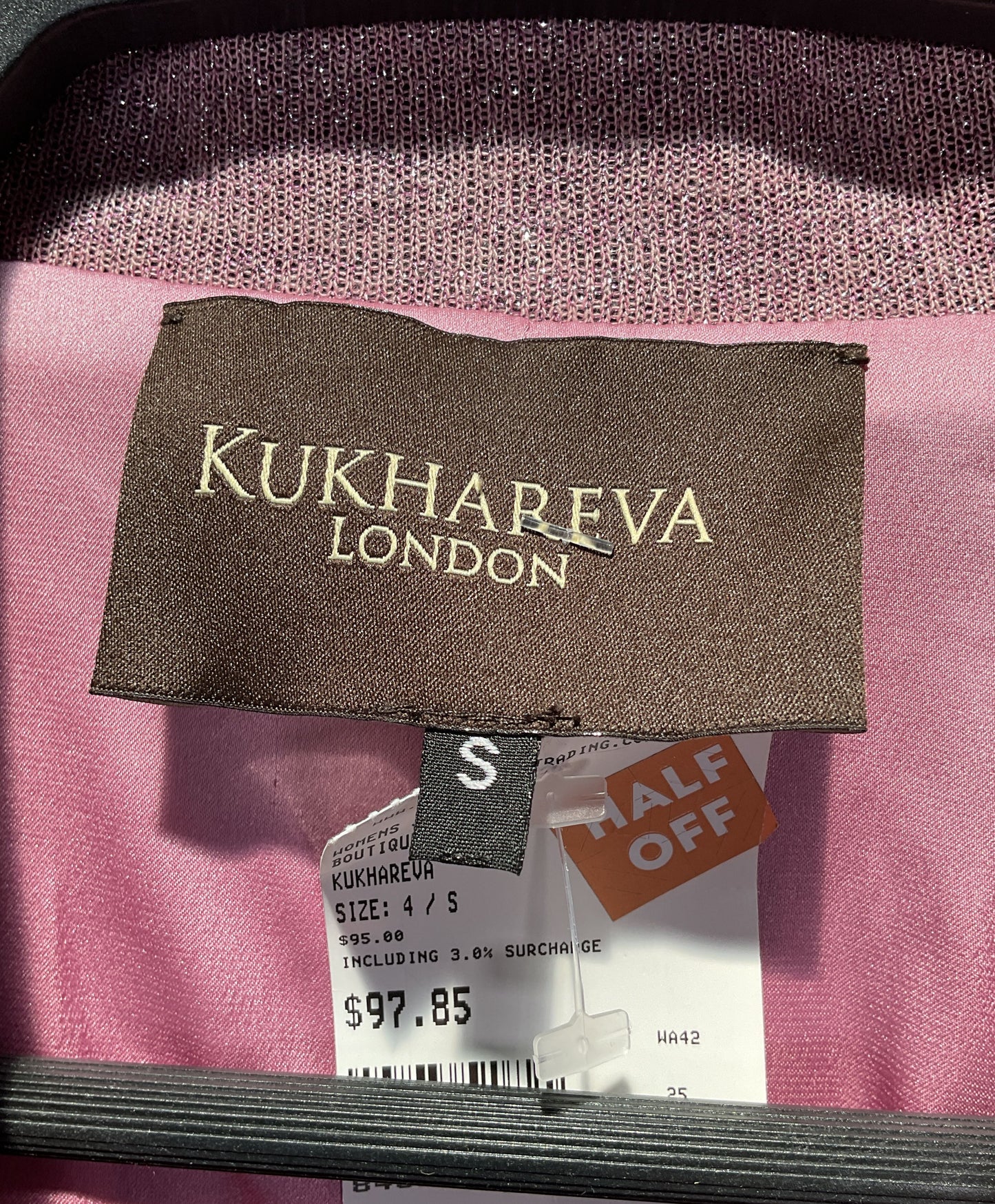 Kukhareva London Women's Metallic Pink Blazer Jacket Size S Made in The UK