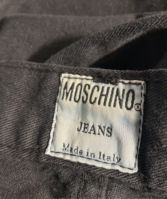 Vintage 90s Moschino Jeans Size 32x28 Black Gold Tone Peace Sign Made in Italy