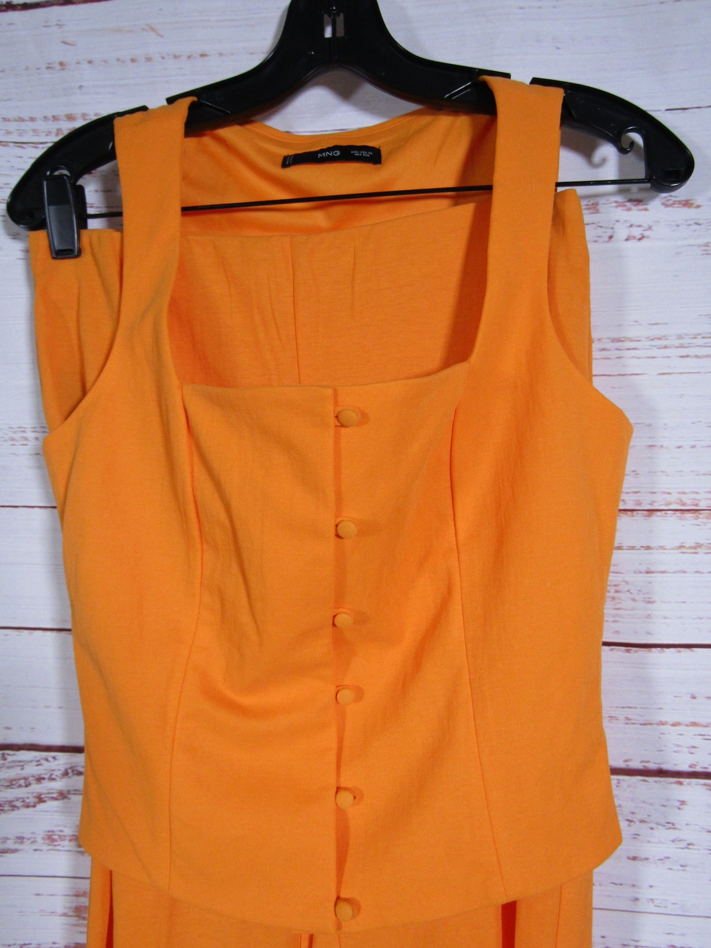 Mango Women's Orange Cotton Blend Tank Top Wide Leg Pants Set Size XS