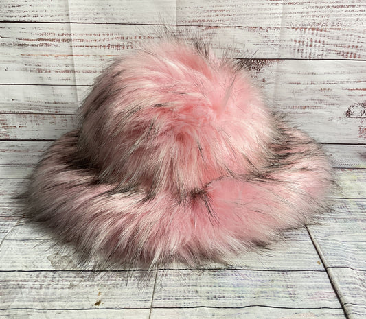 Tyler Lambert Furry Bucket Hat Pink Small