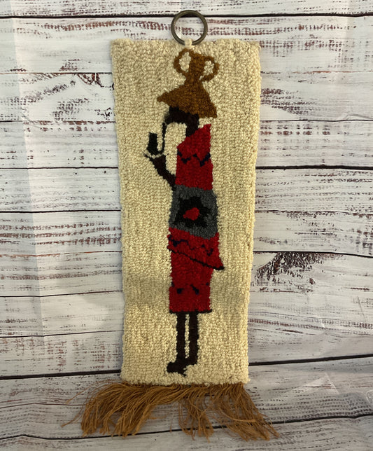 Vintage Handmade African Women Wall Panel Decor Multicolor