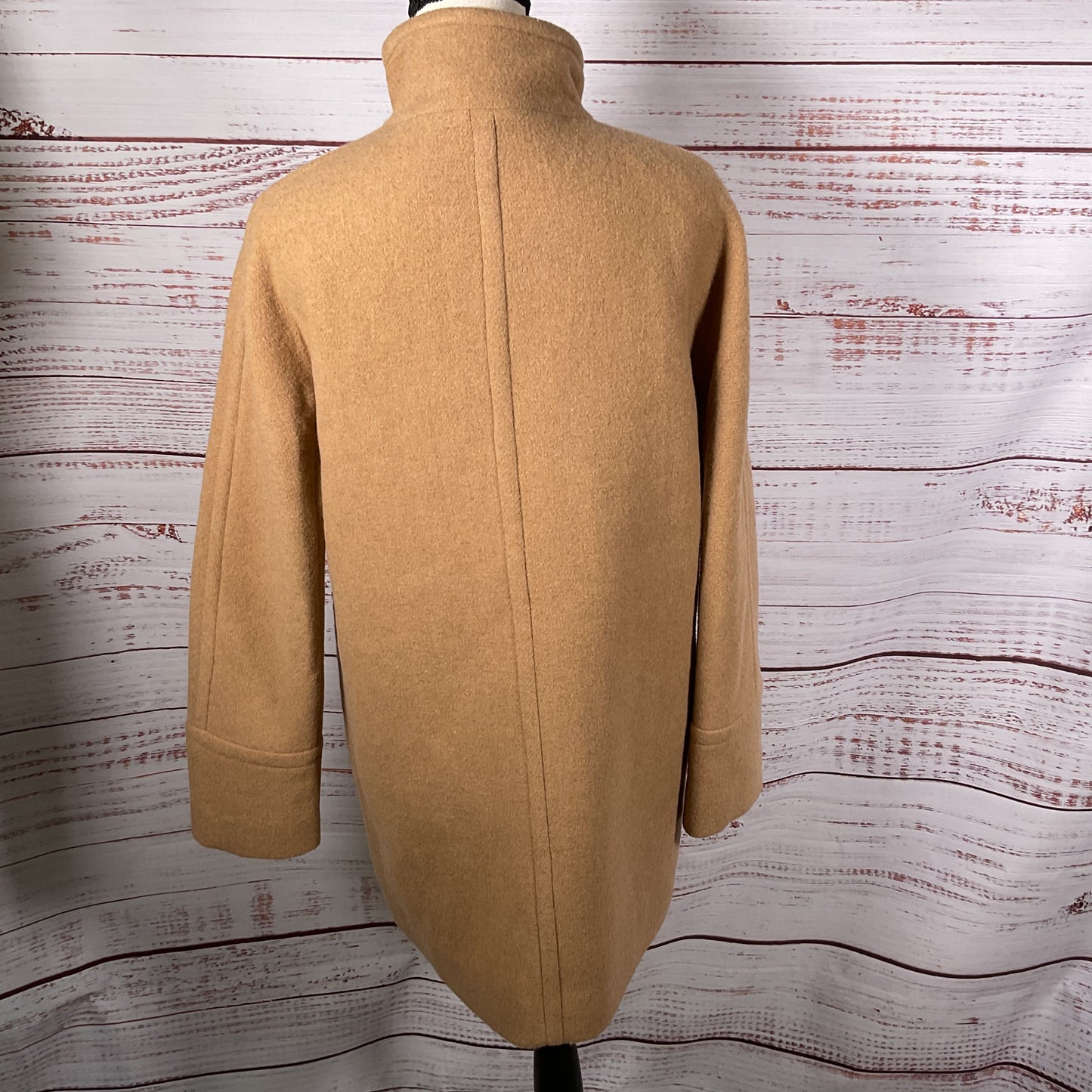 NWT J.CREW Women's Tan Wool Blend Funnel Neck Full Zip Coat- SZ 6