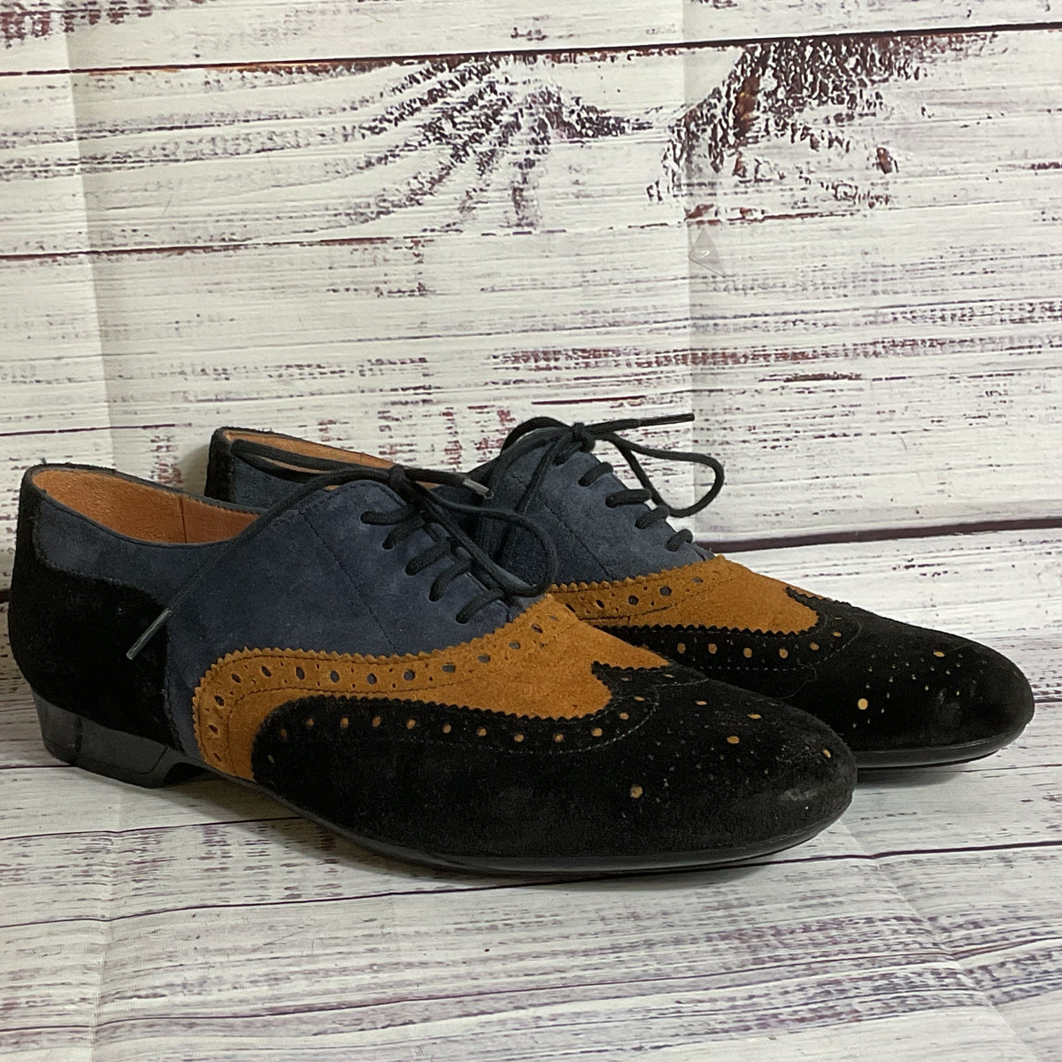 ROBERT CLERGERIE Women's Suede Tri Color Wingtip Oxford Shoes- SZ 4.5