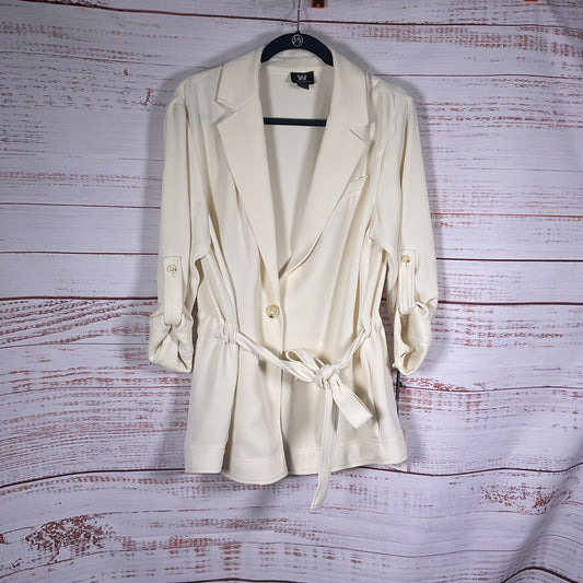 W By Worth White Ivory Belted Blazer Coat - Size L New W/ Tags