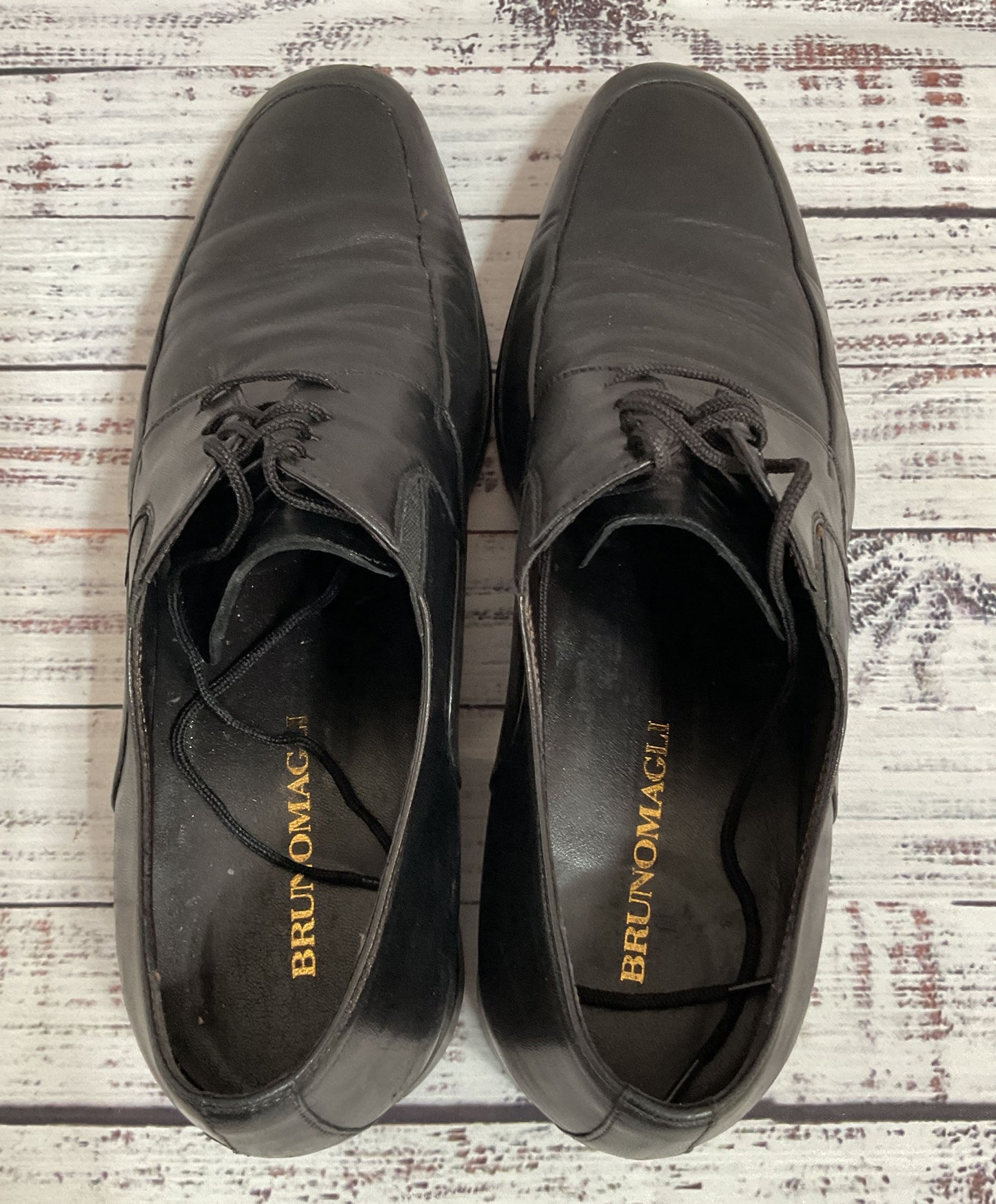 Bruno Magli Men's Black Leather Oxford Dress Shoes Size 8.5 Made in Italy