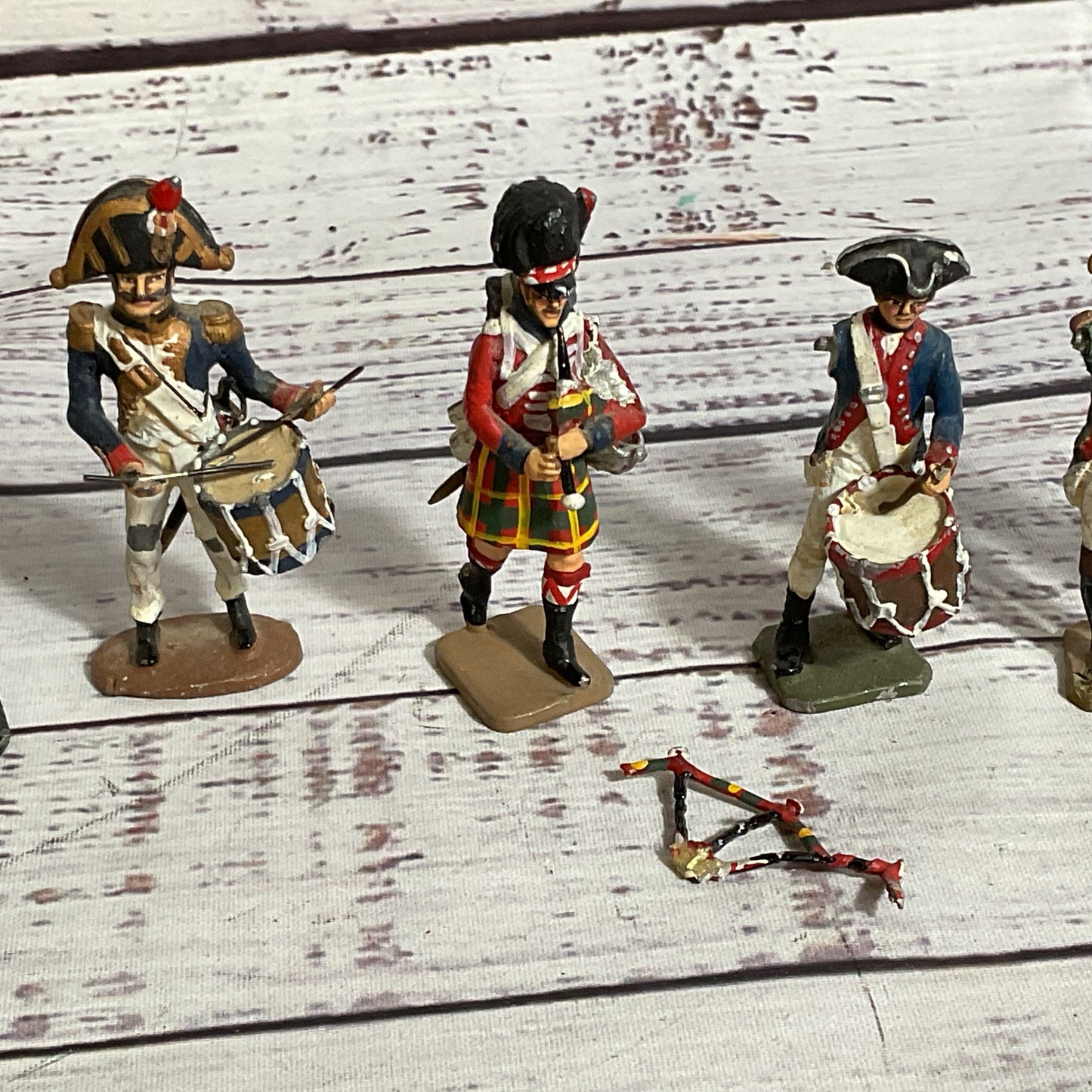 Set of 7 ANTIQUE 54mm Tin Soldiers (3 MISSING ARM/S)