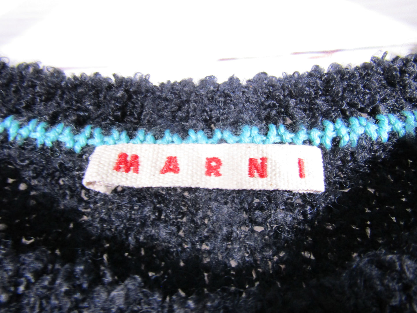 Marni Girl's Blue Wool Blend Logo Embroidered Long Sleeve Dress Size 8Y