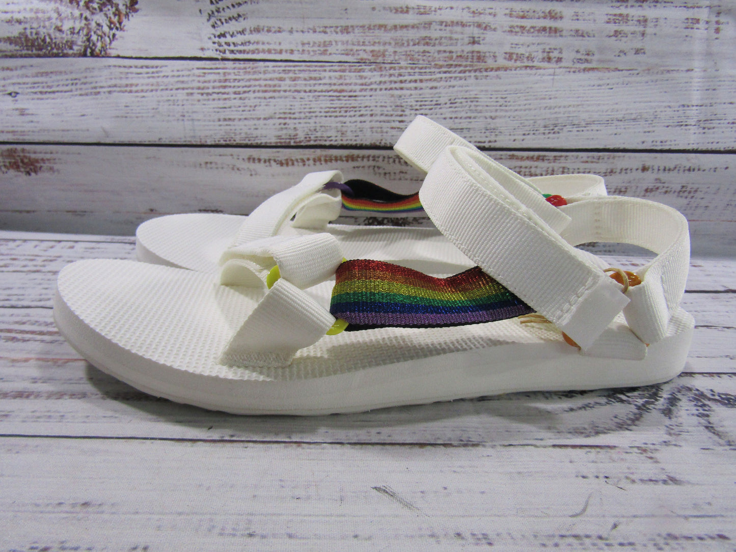 Teva Universal Pride Women's White Rainbow Accent Fisherman Sandals Size 9
