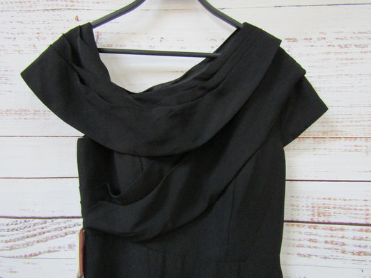 JJ's House Women's Black A-Line Asymmetrical Chiffon Evening Dress Size 12