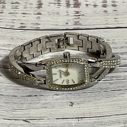 DKNY Women's Silver Tone Rhinestone Stainless Watch- 5.75"