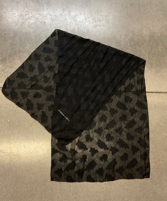 Emanuel Ungaro Vintage Sheer Black Floral Print Scarf - Size O/S