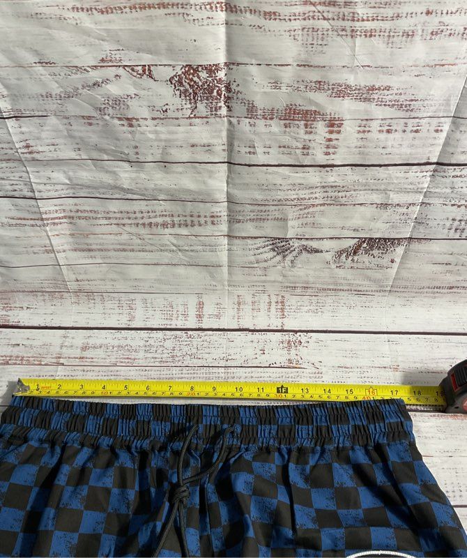 Von Dutch Men's Checkered Black & Blue Jogger Logo Pants Size L
