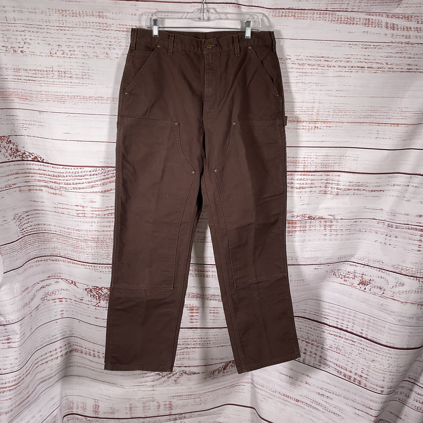 Carhartt Brown Double Front Dungaree Carpenter Pants - Size 36 x 32