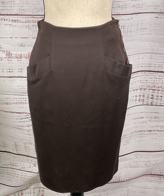 Christian Dior Vintage Side Button Pencil Skirt Brown 4
