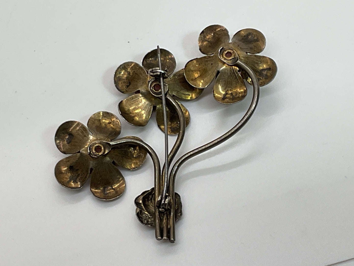 VTG./ANTIQUE Sterling Silver & Rhinestone Floral Bouquet 2.75" Brooch- 12.36g