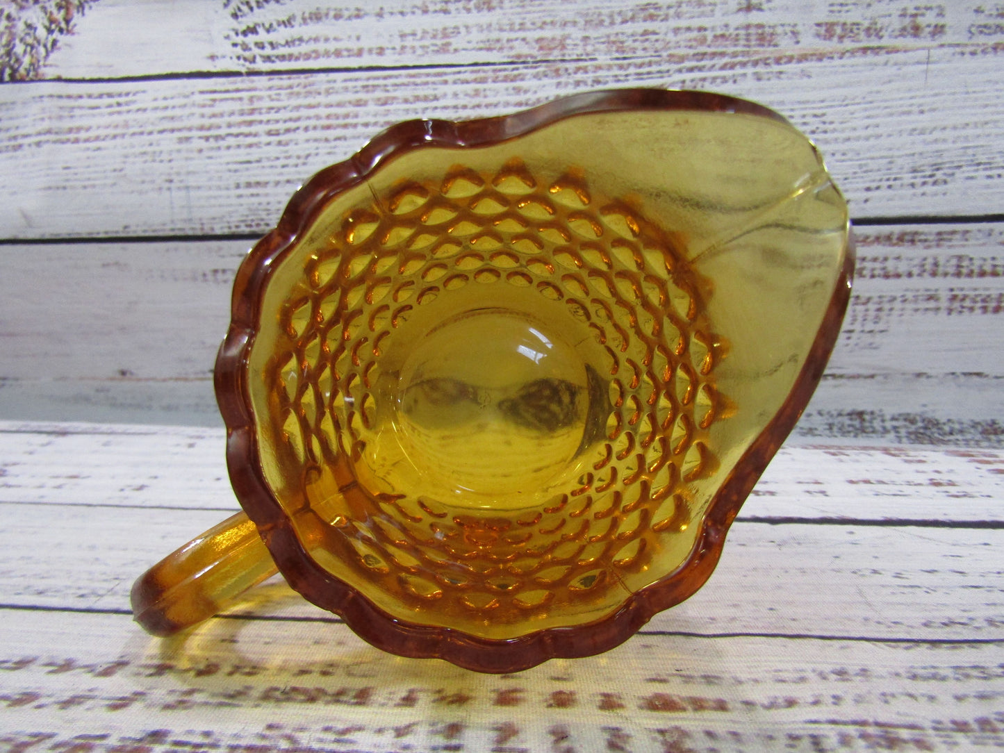 Vintage L.E. Smith Hobnail Amber Glass Creamer & Sugar Bowl