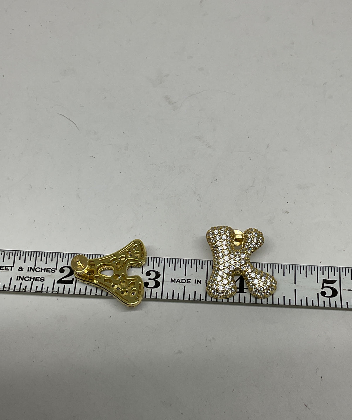 EP Gold Tone Sterling Silver Iced Jumbo Letter Earrings