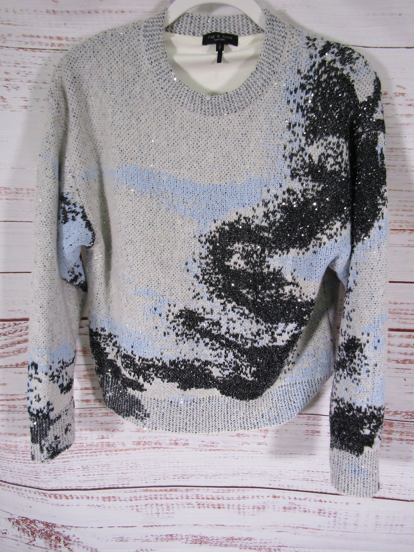 Rag & Bone Estelle Women's Gray Wool Blend Textured Knit Crewneck Sweater Size S