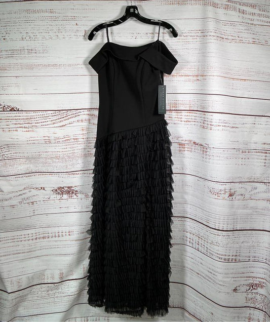 NWT Aidan Mattox Off Shoulder Long Dress with ruffled tulle Size 4 Retail $395