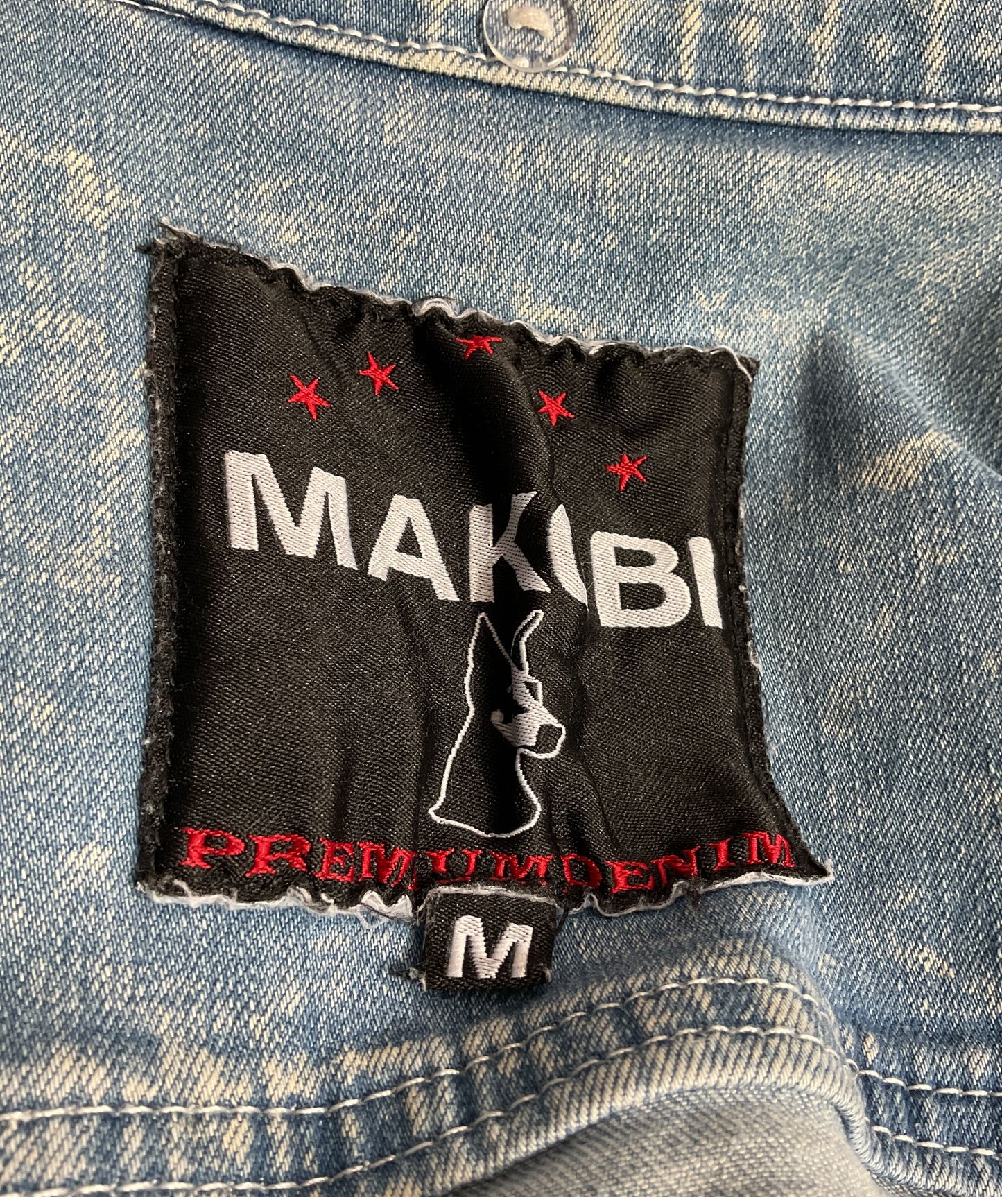 Makobi Flannel Sleeve Denim Jacket Multicolor M