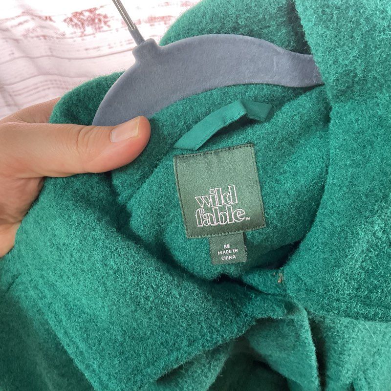 Wild Fable Green Shacket Full Button Oversized Fleece Jacket - Size M